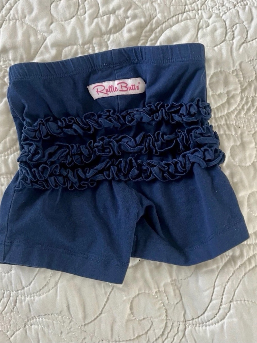 RuffleButts Navy Ribbed Ruffle Set - Picture 3 of 4